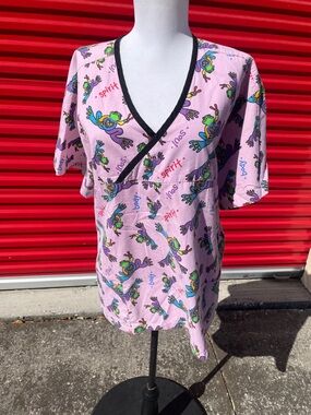Peace Frog V-Neck Scrub Top